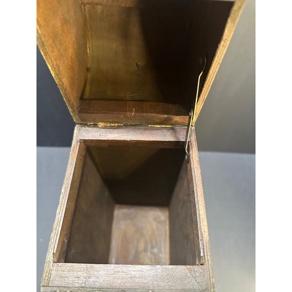 Vtg Wooden Wine Box Gift Bottle Case Retro Single Bottle Decorative 15.5'' Tall - Picture 7 of 11
